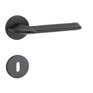 Kľučka na dvere AS - DETAZIA - R 7S CIM - čierna matná/koža (BK) | MP-KOVANIA.sk