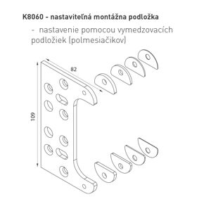 KZ - Nastaviteľná montážna podložka k závesu K8060 POB - pozink biely | MP-KOVANIA.sk