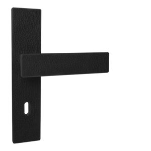 Kľučka na dvere JNF - FRAME CONTOUR - SH 436 CIM PVD - čierna matná/čierna koža (TB) | MP-KOVANIA.sk