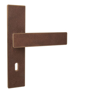 Kľučka na dvere JNF - FRAME CONTOUR - SH 436 HNM PVD - hnedá matná /hnedá koža (TCH) | MP-KOVANIA.sk